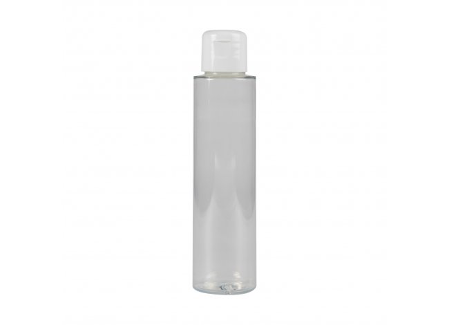 Flacon PET transparent avec capsule service blanche 100ml