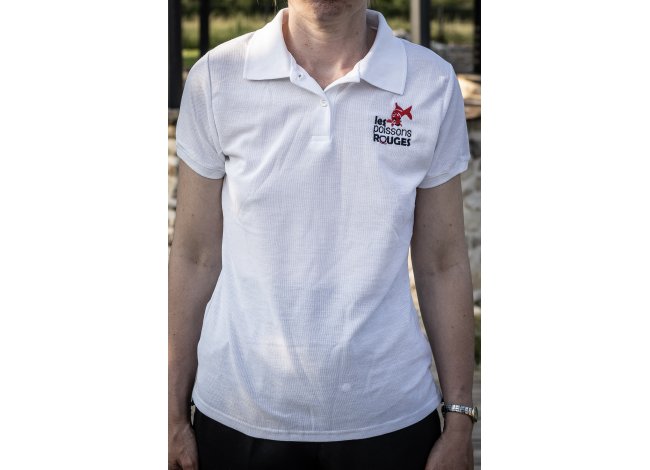 Polo Femme Blanc + Broderie les Poissons Rouges