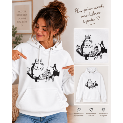 Sweat brodé totoro rectangulaire noir et blanc