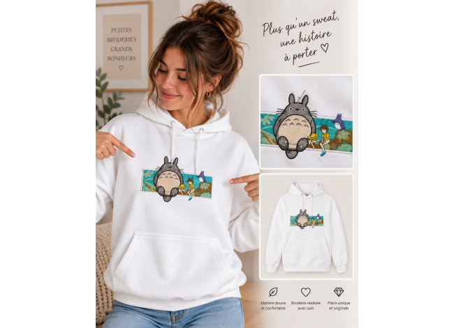 sweat brodé femme totoro couleur rectangulaire