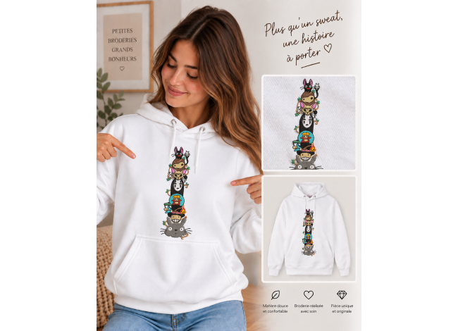 Sweat femme classique brodé le mon de myasaki