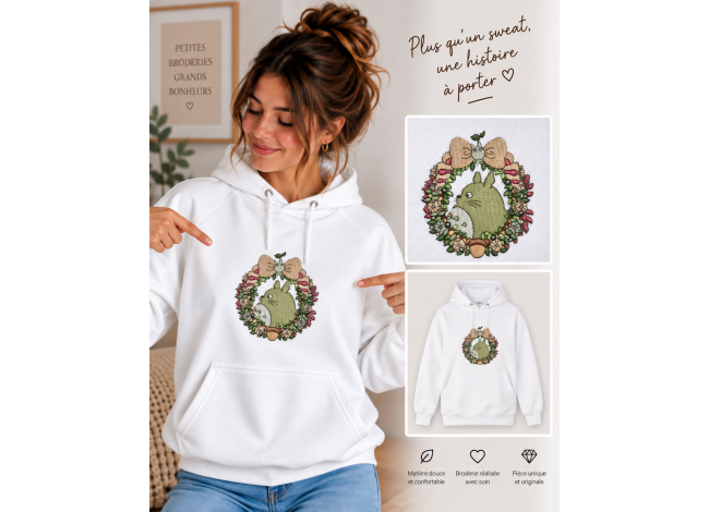 Sweat blanc femme classique totoro couronne