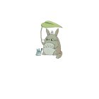 broderie totoro avec son parapluie en forme de feuille
