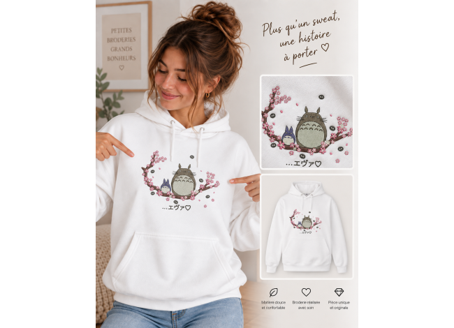 Sweat classique brodé sur une branche de cerisier