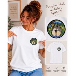 t-shirt legend femme brodé totoro médaillon brodé sous la pluie