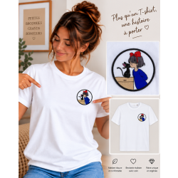 Tshirt brodé kiki et jiji en médaillon