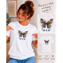 t-shirt femme broderie papillon abstrait