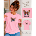 T-shirt femme brodé papillon abstrait