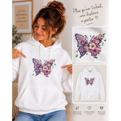Sweat femme brodé papillon fleur