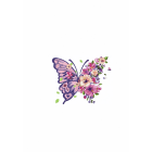 Broderie papillon fleur