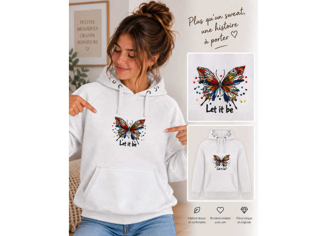 sweat femme broderie papillon abstrait