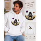 sweat blanc brodé astronaute assis sur la lune