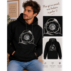 sweat noir clasique brodé casque astronaute et une planete