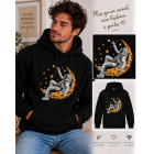 sweat noir premium brodé astronaute et soncroissant de lune